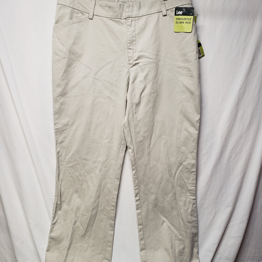 NWT Lee Natural Fit SZ 16 Medium Tan Straight Leg Trousers